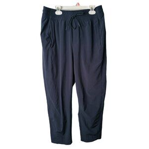 ATLETA Metropolis straight leg pants SIze 8 Zip Pocket Navy Blue Elastic Waist